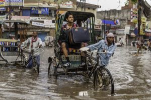 Flash flood during monsoon, Varanasi, India.