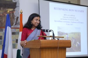 Bina Agarwal delivers a talk in 2017