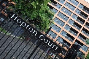 Tower block with Hopton Court sign