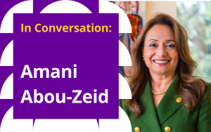 Image of amani abou zeid with text 'In conversation: amani abou zeid'