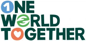 Text reads: one world together