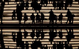 silhouettes on stairs